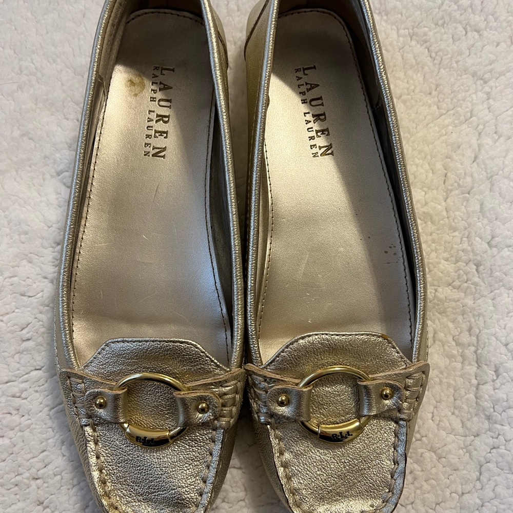 Women’s Ralph Lauren gold flats. Size 9. Perfect condition.